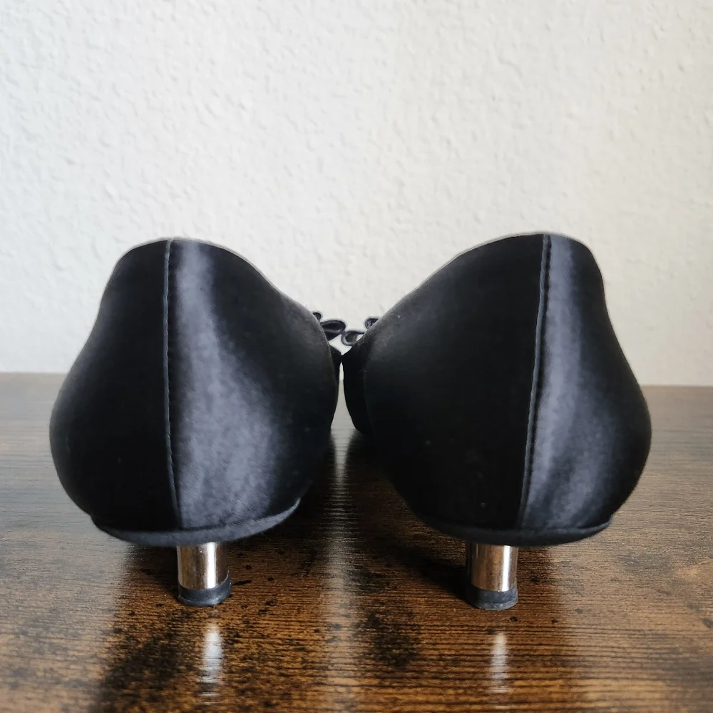 Prada Black Satin Bow Kitten Heels 6.5 - Picture 3 of 11